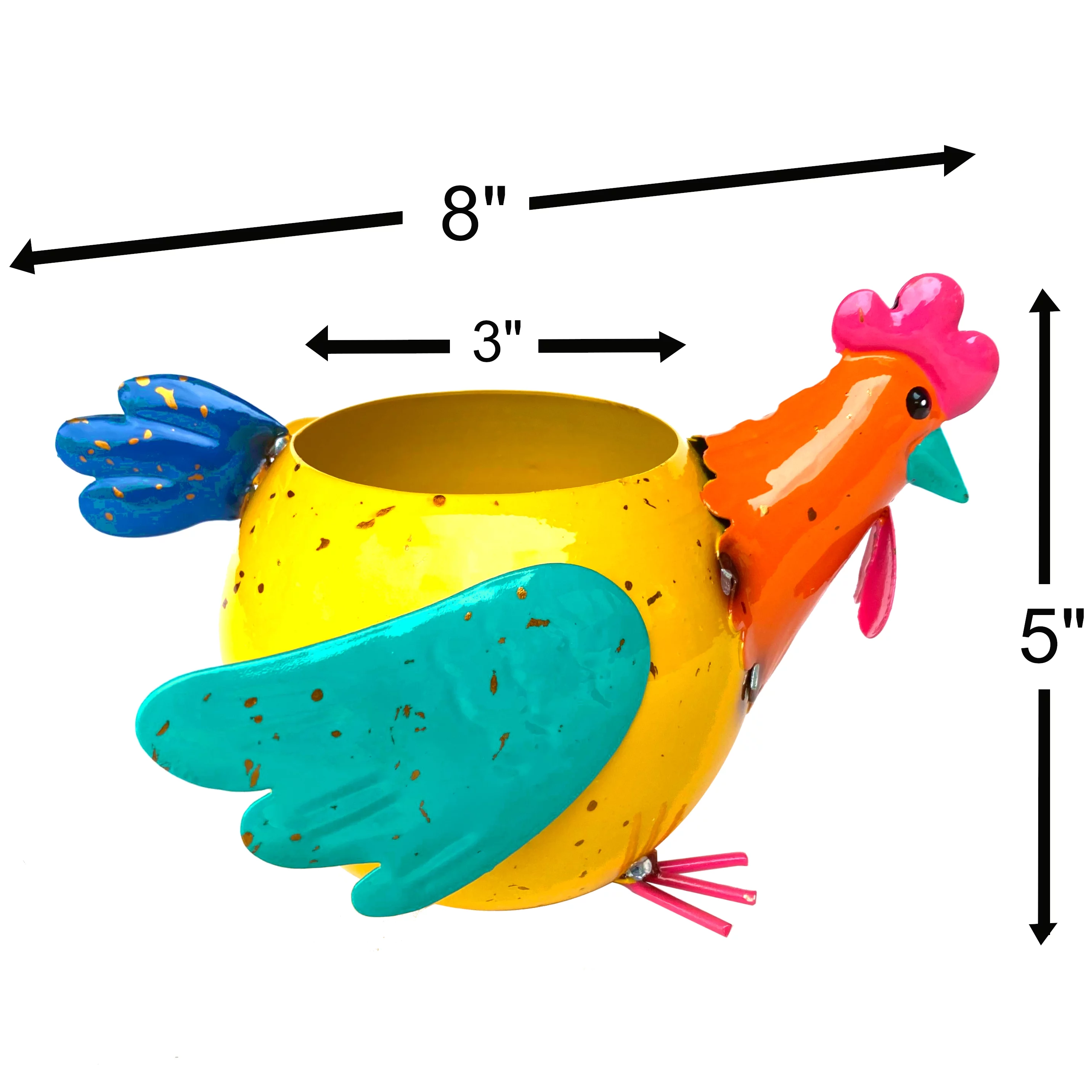 Chicken Planter Pot Colorful Farmhouse Metal Rooster Hen Succulent Flower Indoor Outdoor Garden Decor 8