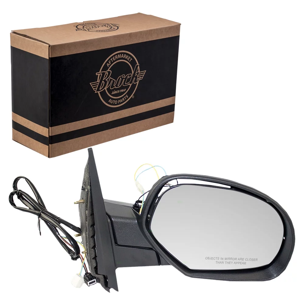 Brock Replacement Passenger Power Folding Side Door Mirror Heated Compatible with 2007-2013 Silverado Sierra Pickup Truck