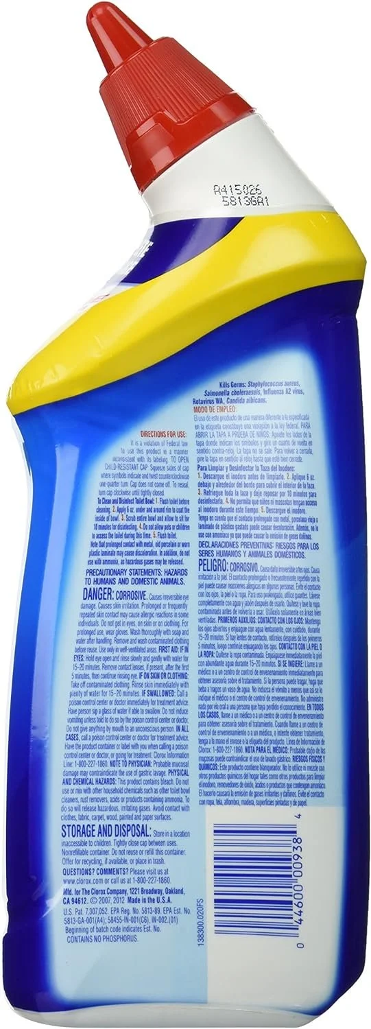 Clorox Toilet Bowl Cleaner with Bleach Rain Clean Scent Bottle 24 Oz, 2-Pack