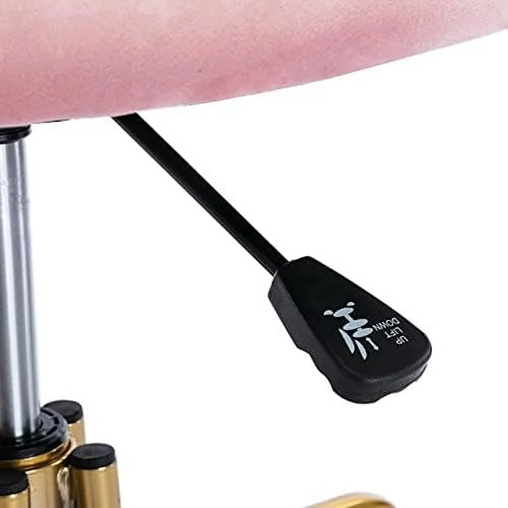 ZFGSUIJN Adjustable Swivel Desk Chair with Wheels  White Velvet Upholstered Cute Home Office Desk Chair Vanity Task Chair with Heart Back