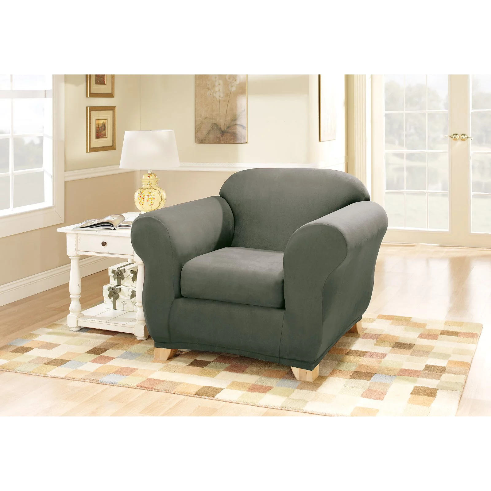Sure Fit Stretch Suede 2-Piece Chair Slipcover