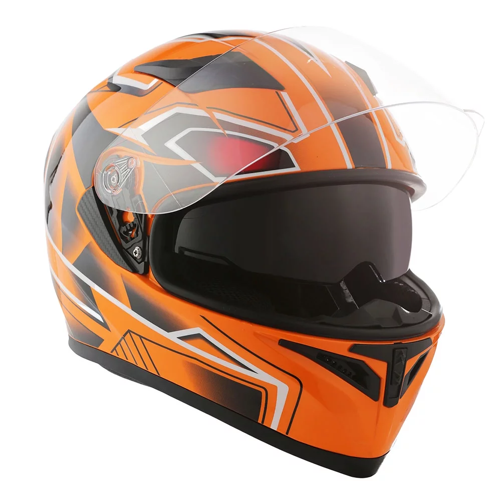 1Storm Motorcycle Full Face Helmet Street Bike Dual Visor/Sun Shield N-HJK316 Panther Orange