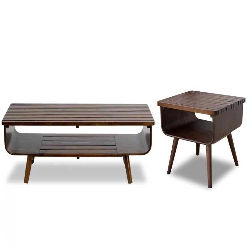 Home Square 2 Piece Living Room Set with Coffee Table and End Table in Walnut