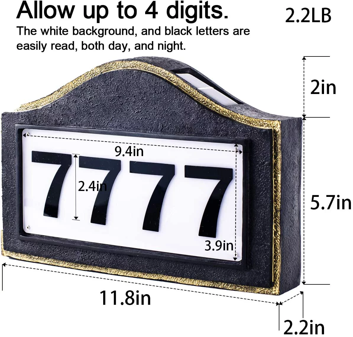 Solar House Number Plaque, Address Signs for Houses, Bright Backlit LED Lights Can Illuminate The Entire Night