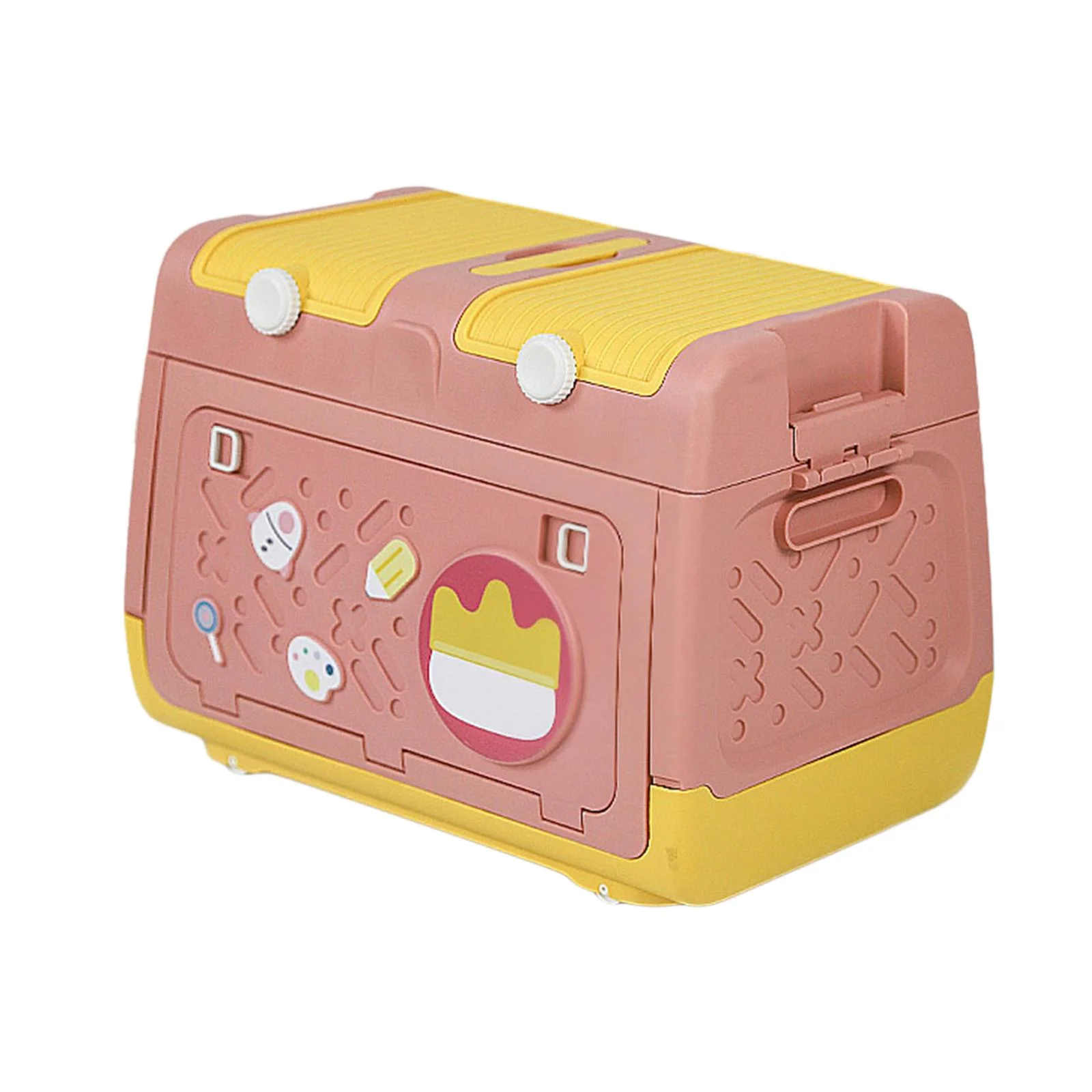 LOVIVER Stackable Toy Storage Box with Container Multipurpose Space Saving Cute Lidded Storage Bins for Book Toys Kids Bedroom Pink