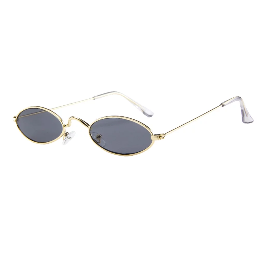 HSMQHJWE Vintage Oval Sunglasses Metal Frame Oval Sunglasses Slender Candy Color Sunglasses Eyewear Semi-Rimmed Sun Glasses Polarized Eyeglasses