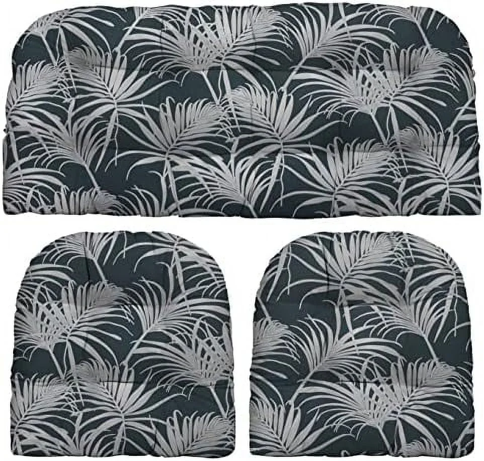 MQLIFEBOOM RSH Décor  3 Piece Tufted Wicker Settee and Chair Cushion Set | Indoor/Outdoor Polyester Fabric | Reversible | 1 Loveseat 44\u201D W x 22" D & 2 U-Shape Cushions 22