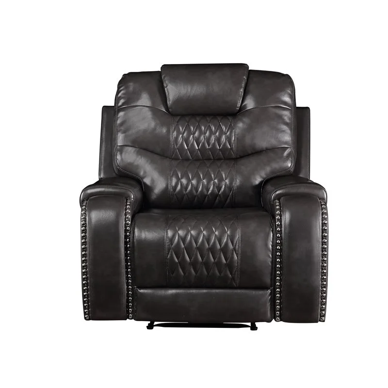 Bowery Hill Contemporary Recliner in Magnetite Faux Leather