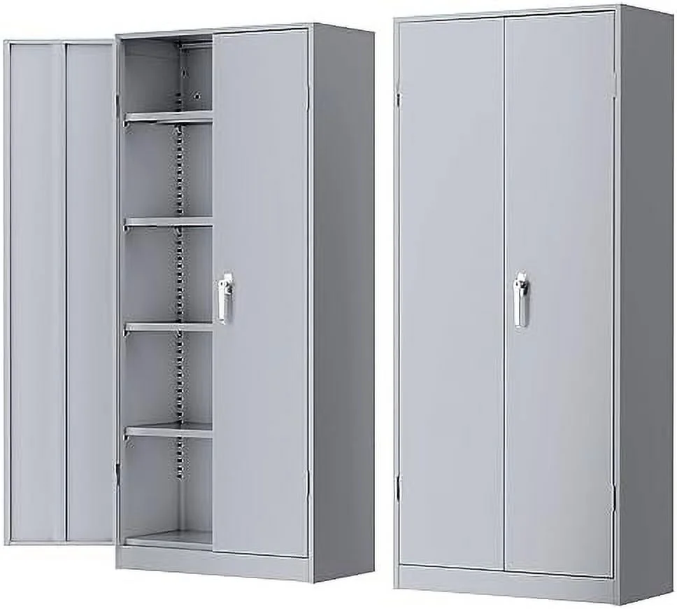 NLIBOOMLife White Metal  Cabinet  72" Locking  Cabinets with Doors and 4 Shelves  Tall Tool  Cabinet for Garage  Steel Lockable File Cabinet Metal Locker for Home Office  Classroom