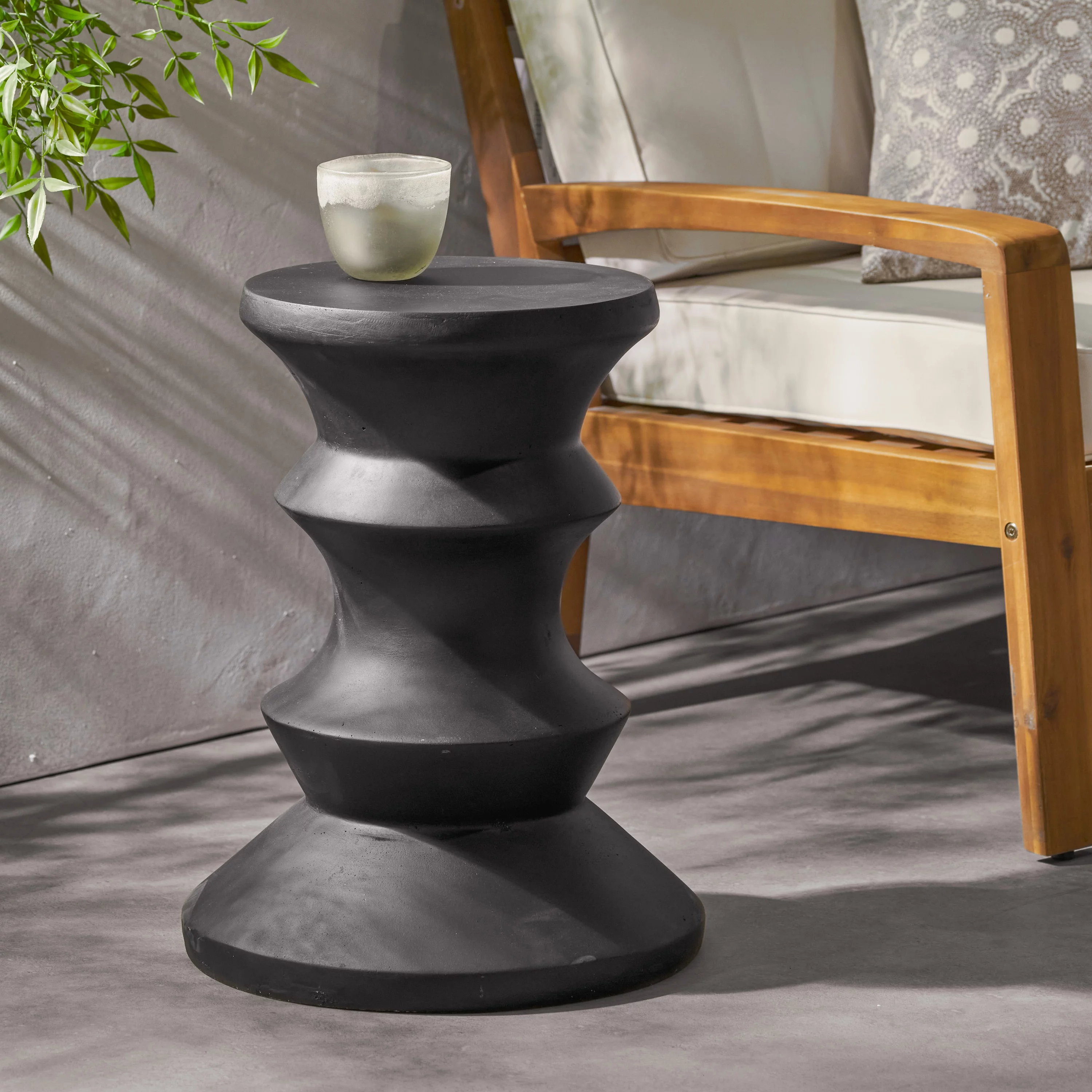 Christopher Knight Home Eureka Outdoor Side Table,  Black