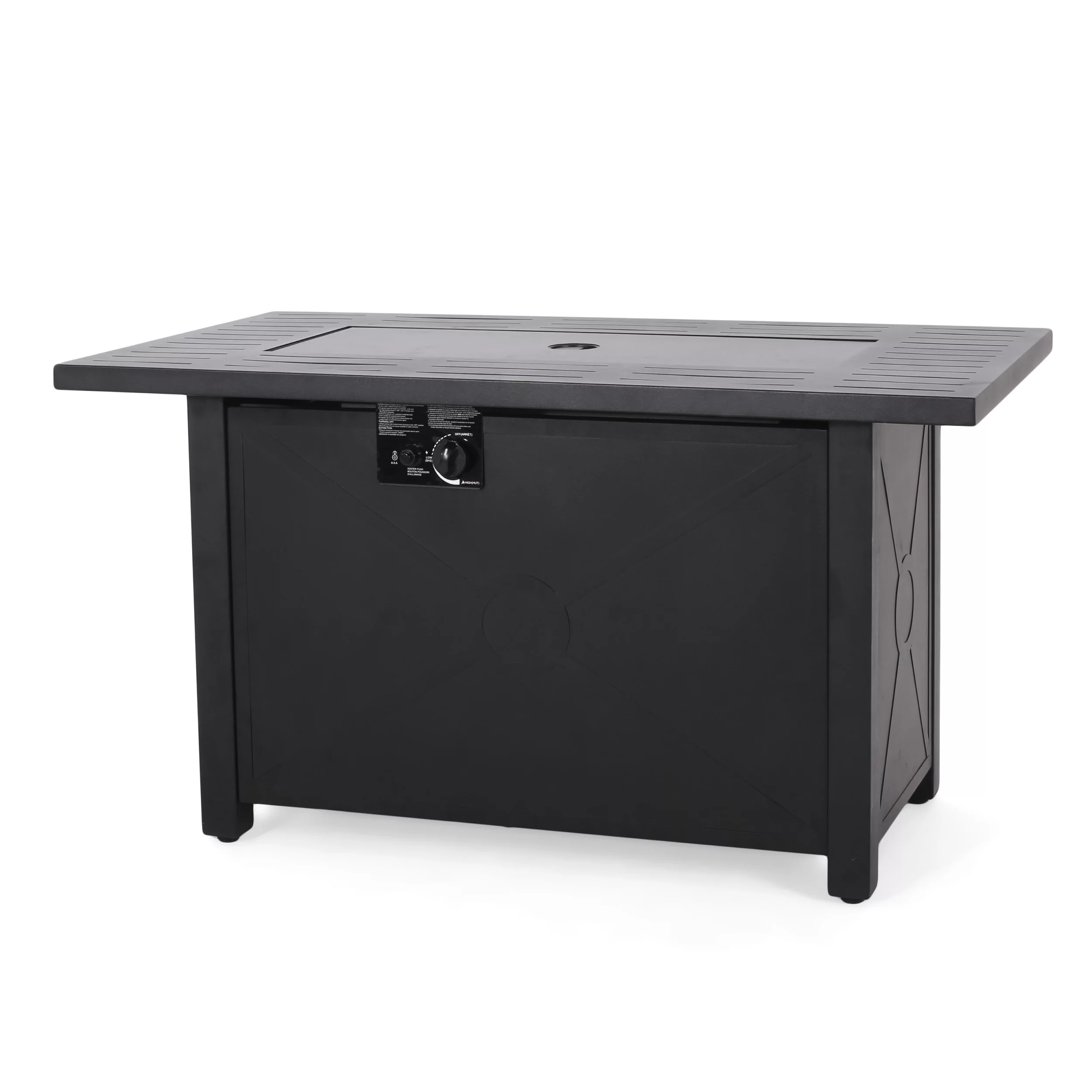 Haraldson Metal Outdoor 50,000 BTU Rectangular Fire Pit, Black