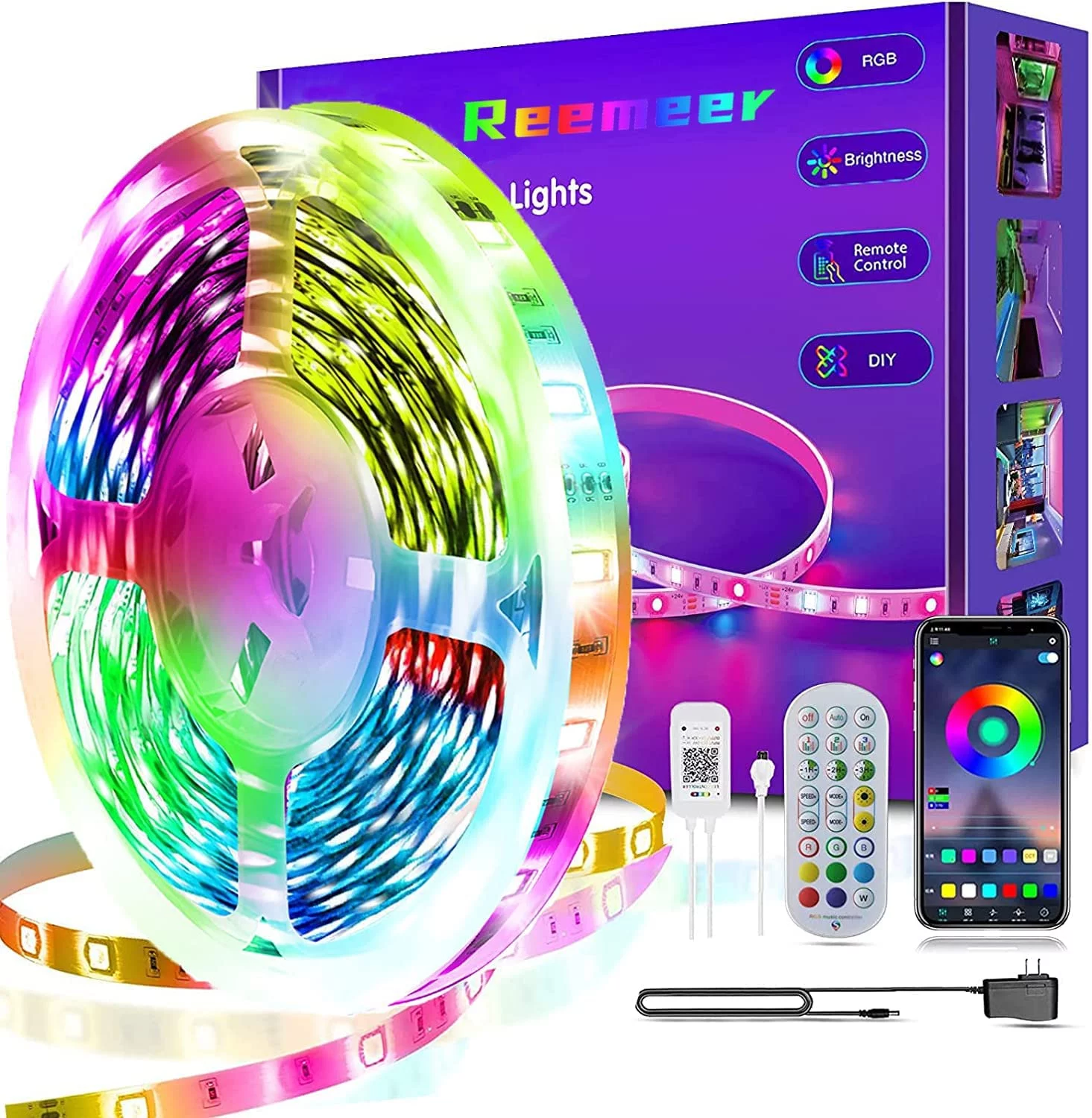 Led Lights 50ft Smart APP Control Music Sync Led Strip Lights RGB Color Changing Led Lights Strips with Remote Led Lights for Bedroom Kitchen and Party