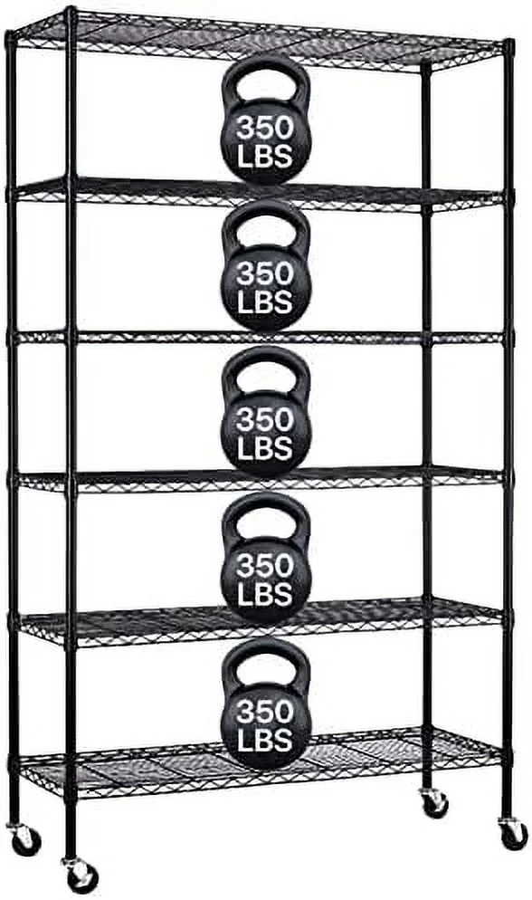 YPDCHB Metal Shelves 6 Layer Wire Shelving on Wheels Heavy Duty Metal  Rack Utility Shelves 48" NSF Steel Racks 2100 LBS Capacity Adjustable Standing Shelves for Garage Kitchen Office