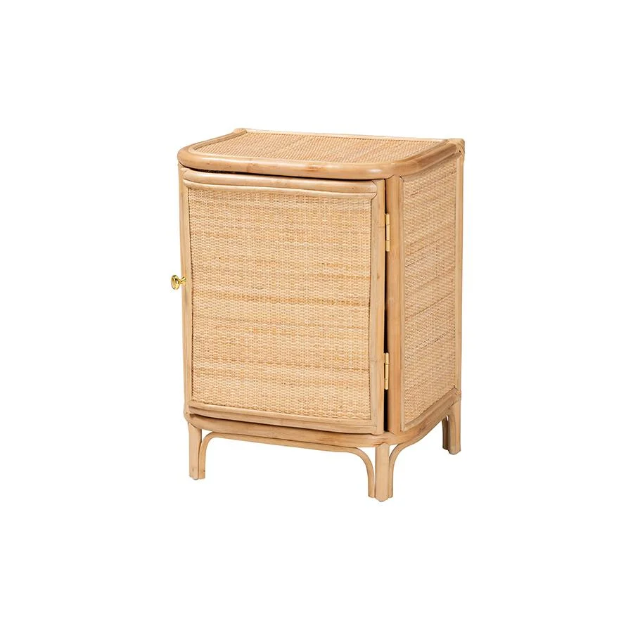 bali & pari Kiara Bohemian Natural Rattan Nightstand