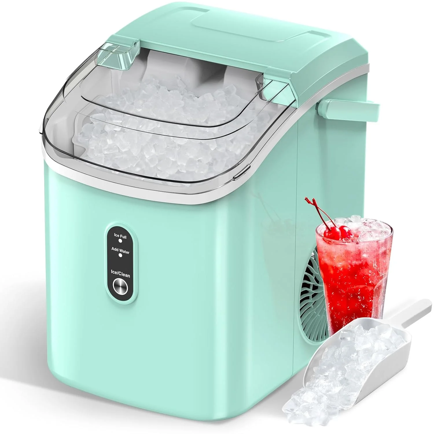 Nugget Ice Maker Countertop, Pebble Ice Maker with Soft Chewable Pellet Ice, 33Lbs/Day, Self-Cleaning, One-Click Operation, Portable Nugget Ice Machine for Home Office Kitchen Bar Party