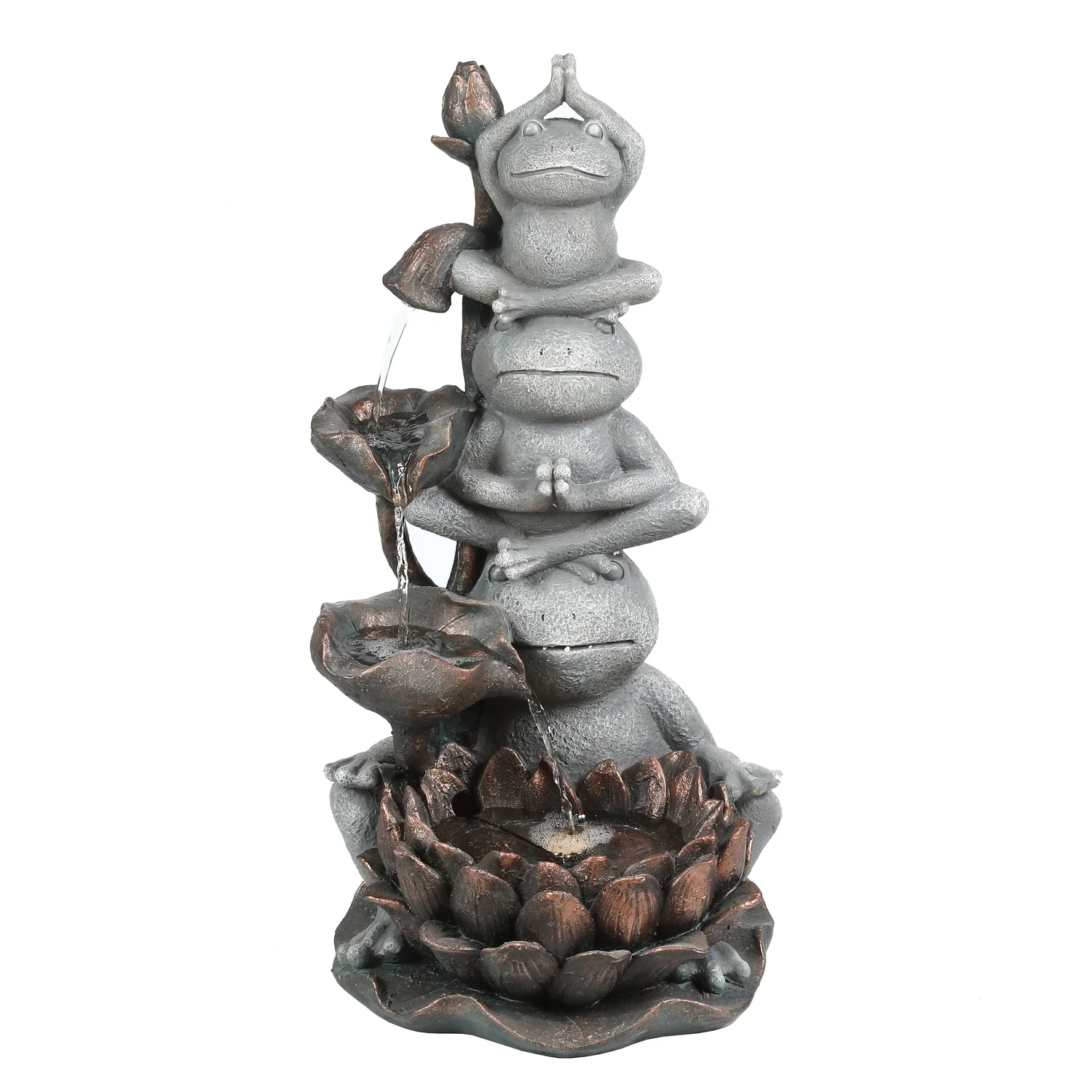 HomeStock Southwestern Sensibilities Gray Resin Frog Totem Outdoor Fountain With Led Light