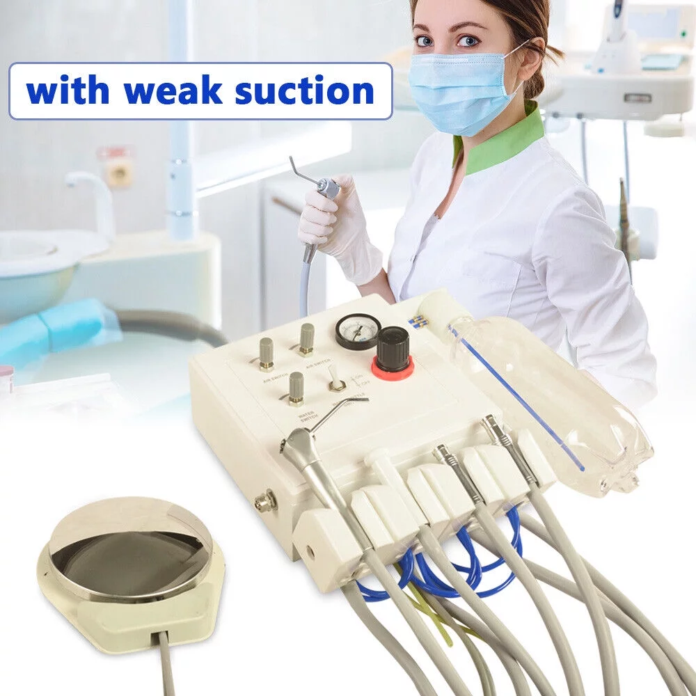 4-Hole Portable Dental Weak Suction Turbine Unit Wall Type Tube Work Air Control