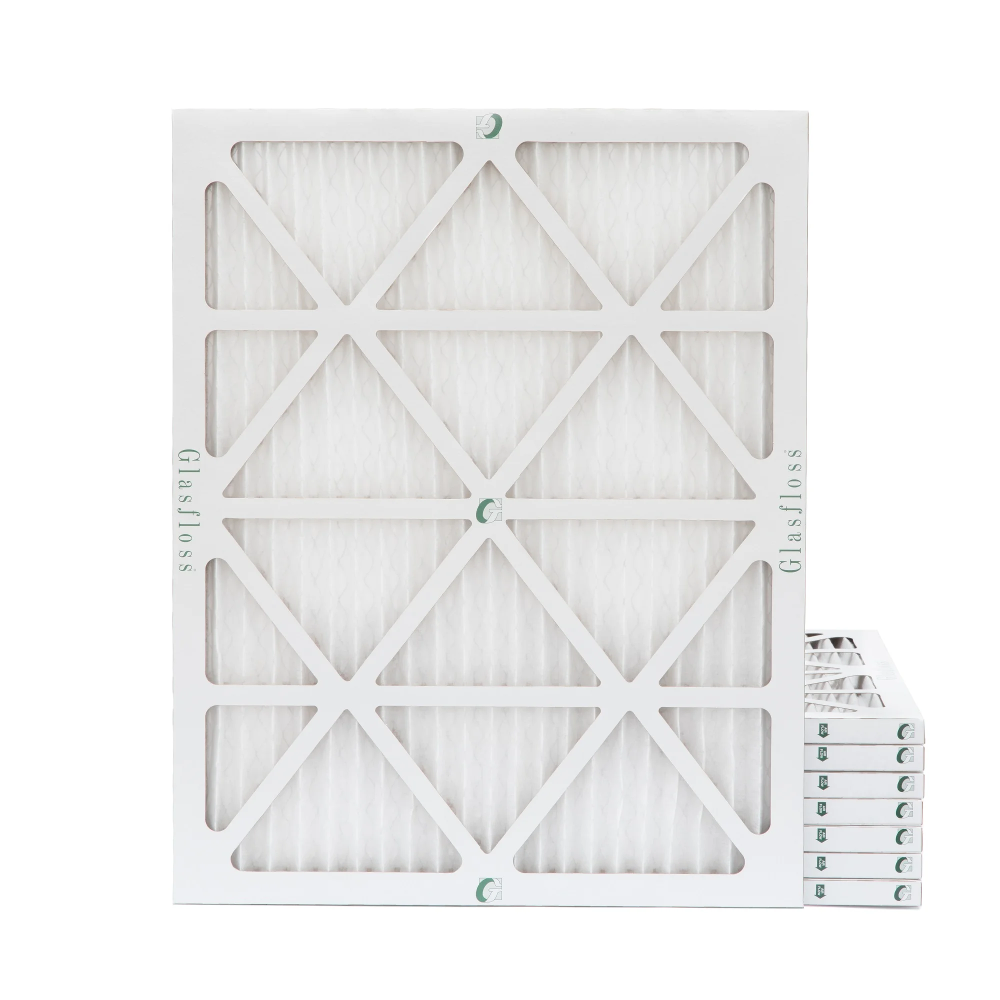 20x22x1 MERV 10 Pleated AC Furnace Air Filters by Glasfloss Industries. ( 8 Pack ) Exact Size: 19-1/2 x 21-7/8 x 7/8