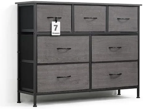 YPZBLDV Drawer  Tower w/ 9 Fabric Bins  Laundry   Sorting Unit  Chest of Drawers  Organizer w/ P2 Board Top & Fabric Bins  Organizer Unit for Multi-purpose  Hallway  Office  Rustic Oa