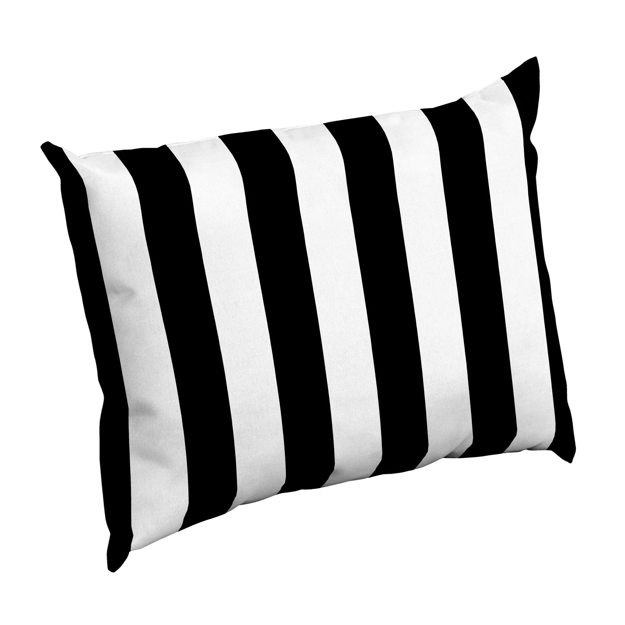 Arden Selections Outdoor Cushion Pillow Back 17 x 23, Black Cabana Stripe