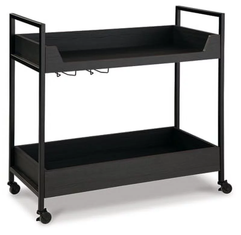 Signature Design by Ashley Contemporary Yarlow Bar Cart  Black/Gray