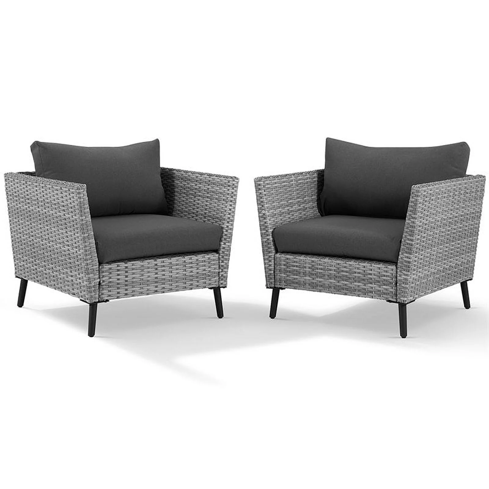 Afuera Living Contemporary Wicker Patio Arm Chair in Gray (Set of 2)