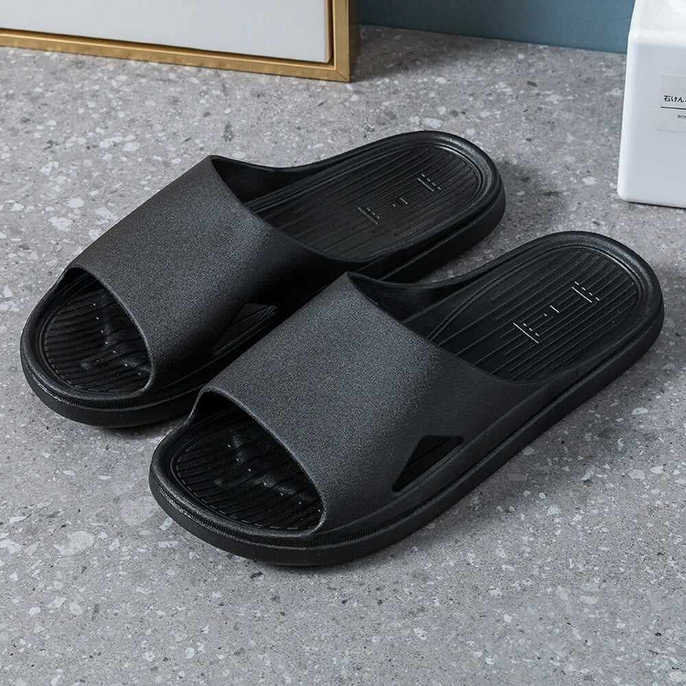 Men Shower Slippers Bathroom Sandals, Quick Drying Shower Shoes Men Shower Shoes Slide Sandals, Black