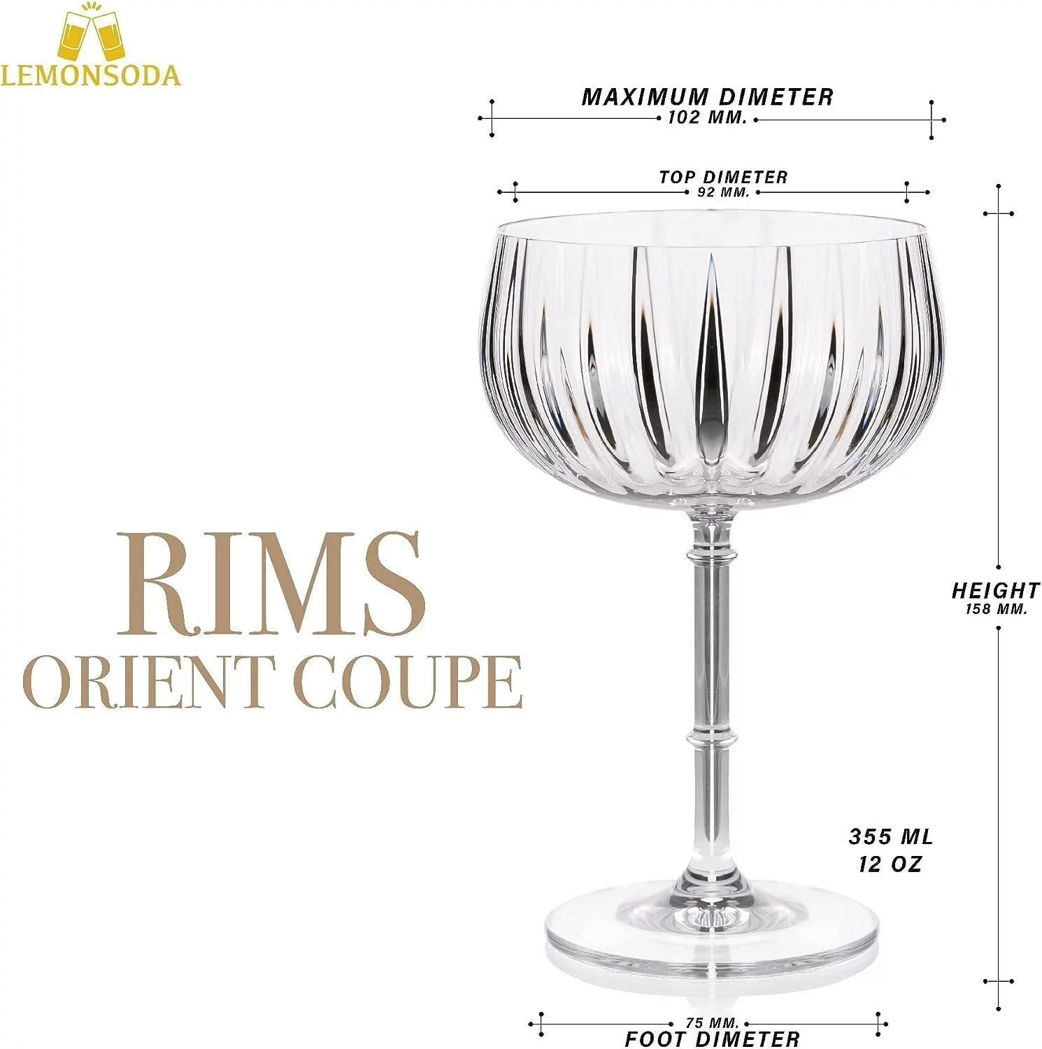 Rims Orient-Coupe Cocktail Glasses -Amazing Quality Crystal Glass - Lead-, , Design, Luxury Cocktail Glass - Set Of 4 (Coupe) [2055]