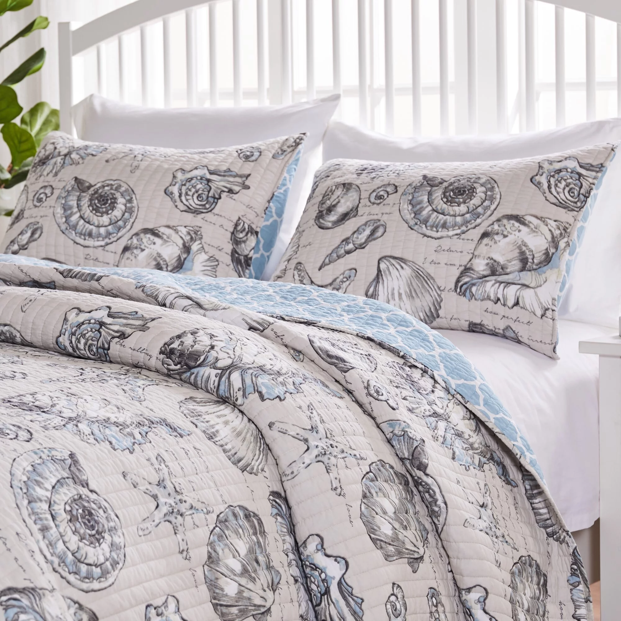 Barefoot Bungalow  Cruz Coastal Pillow Shams (Set of 2) White King