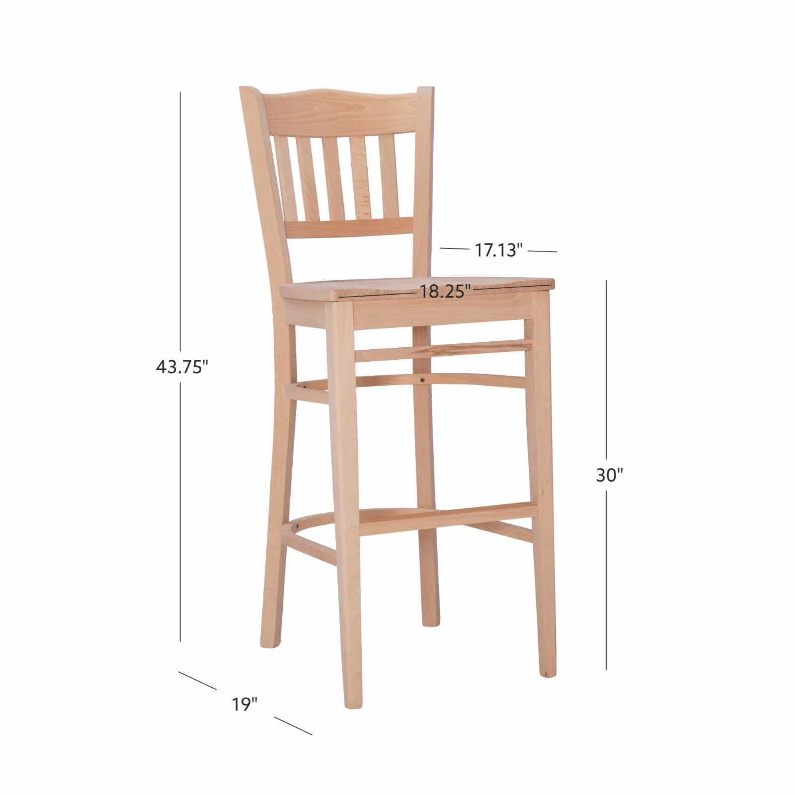 Linon Maryah 30 in. Bar Stool - Unfinished - Set of 2