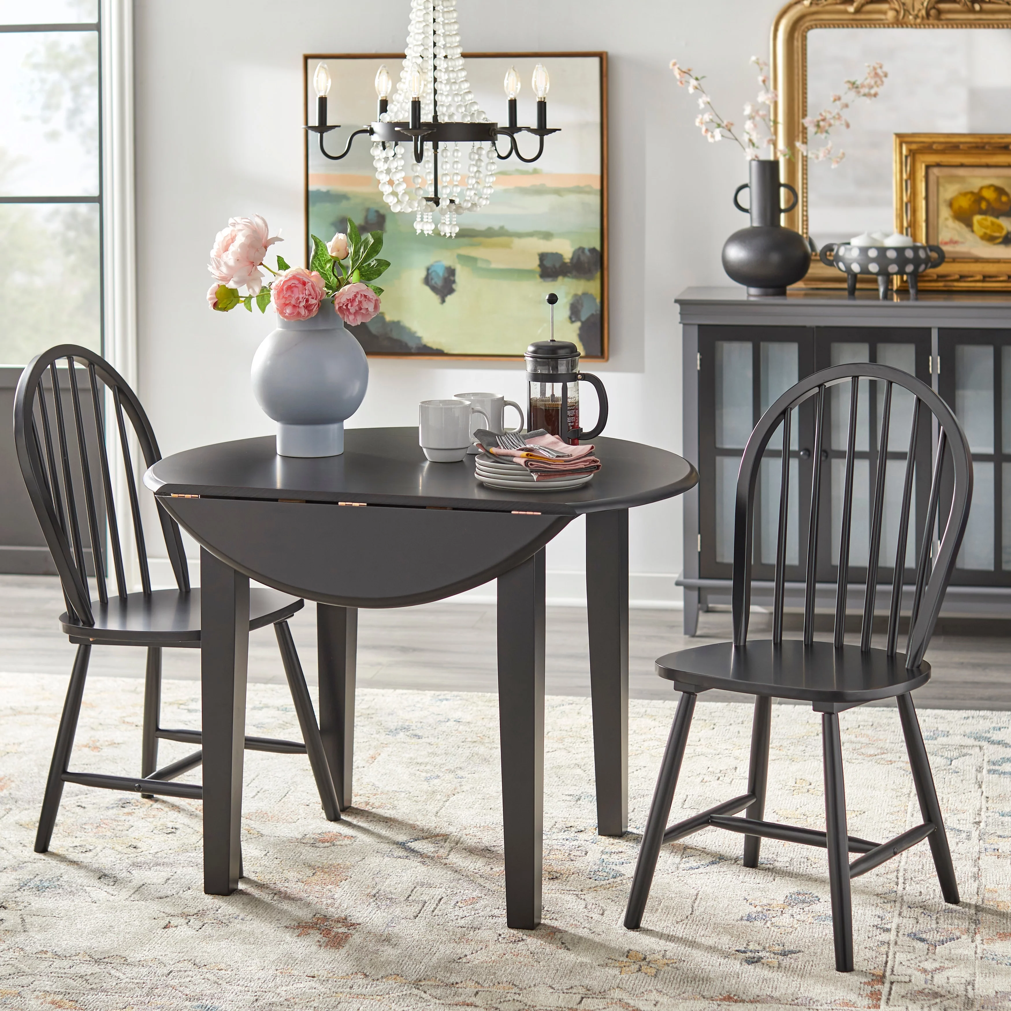 Simple Living  Rollo Solid Wood 3-piece Drop-Leaf Dining Set Red