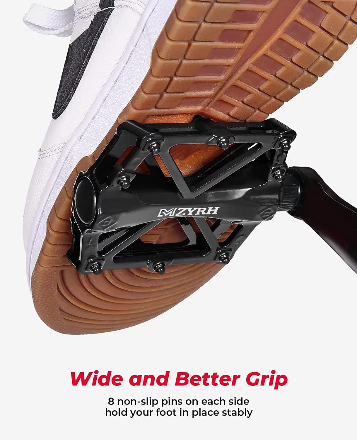 Kemimoto Mountain Bike Pedals MTB Bicycle Flat Pedals, 9/16'' CNC Aluminum Durable Sealed Bearing for Most Bikes BMX MTB Enduro Downhill Trail (Two Pack)