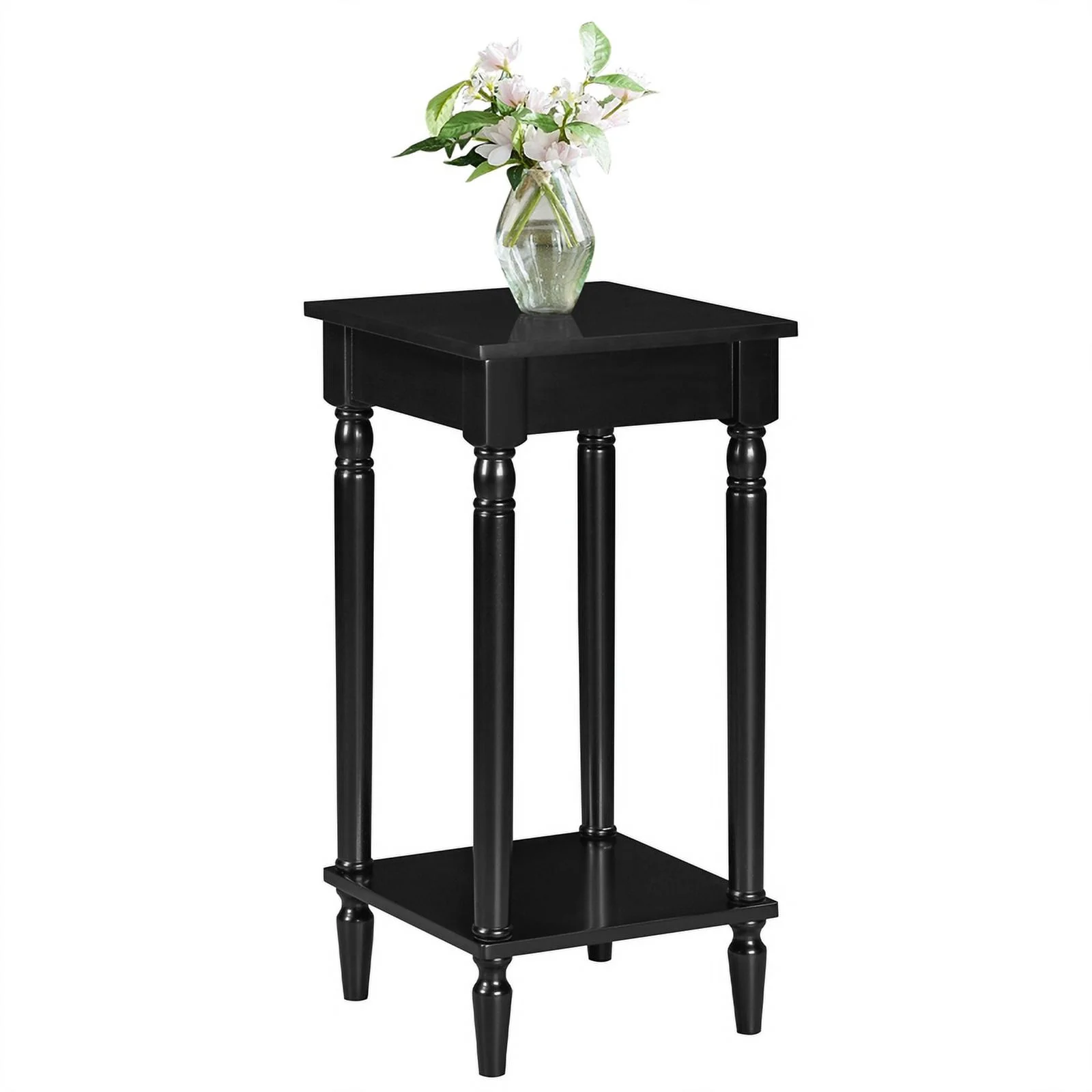 Pemberly Row Modern End Table with Shelf in Black Wood Finish