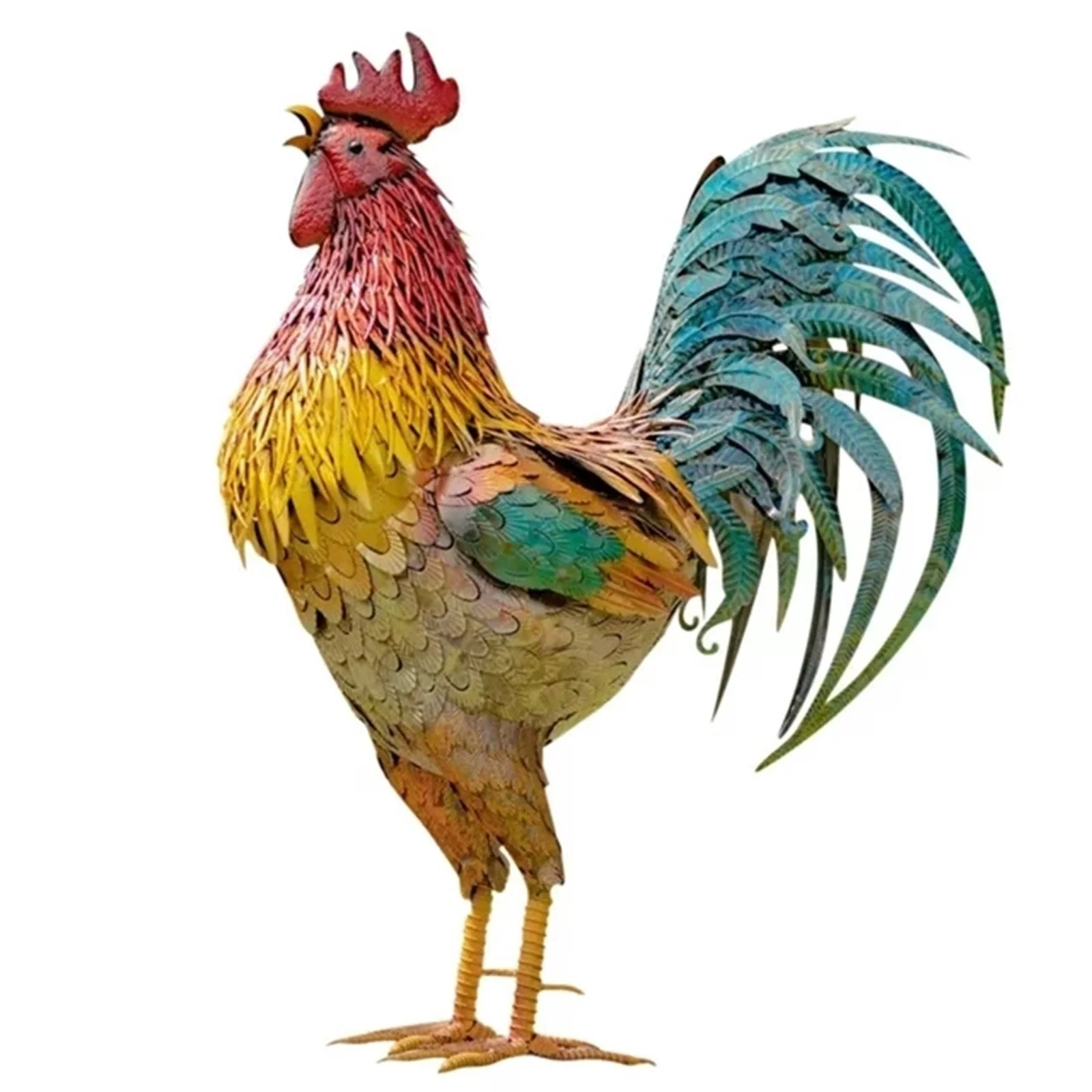 FHKOEGHS Metal Rooster Decor,Garden Statues & Sculptures,12 Inch Chicken Yard Art Decor Standing Animal Lawn Ornament for Backyard Patio Kitchen Decorations (12INCH)