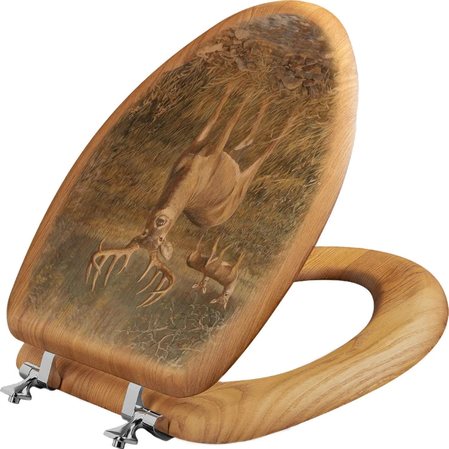 Oak Toilet Seat - First Light Buck - Elongated