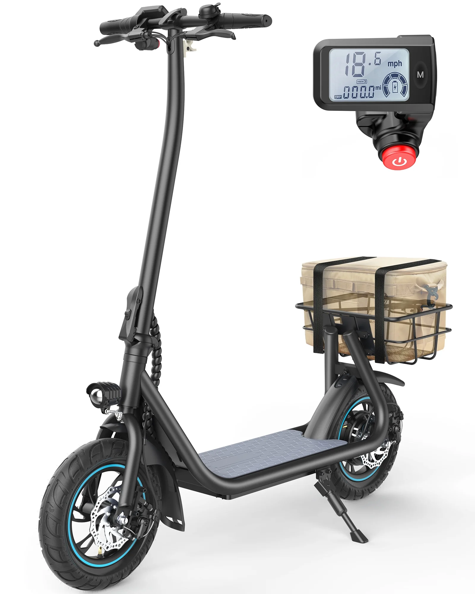 Athletgo X2 550W Electric Scooter with Rear Basket, 12'' Commuter Electric-Black