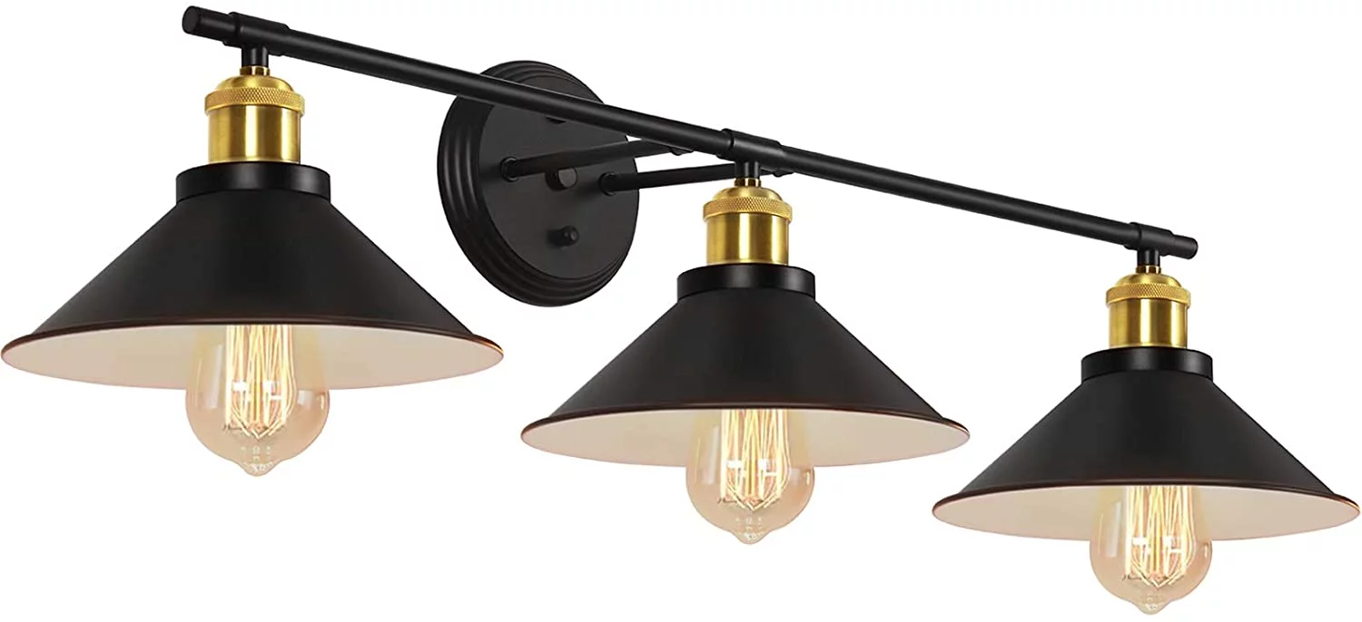 Oumilen Adult Formhouse 3 Light Wall Mount Plug-in Wall Sconces, Black, HT-RTH51-27