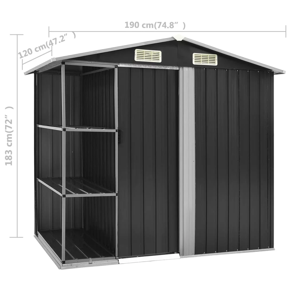 Charmma Garden Shed with Rack Anthracite 80.7