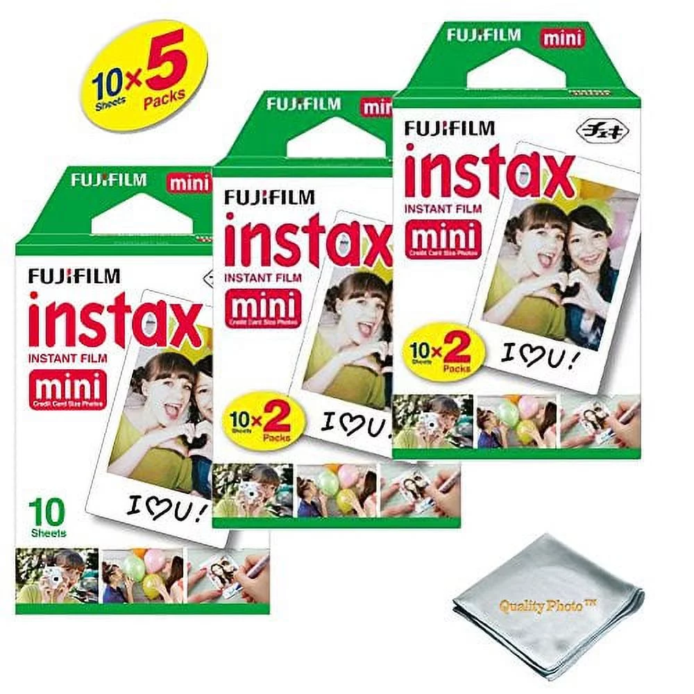 Fujifilm INSTAX Mini 9 Instant Film 5 Pack 50 SHEETS (White) For Fujifilm instax Mini 9 Cameras
