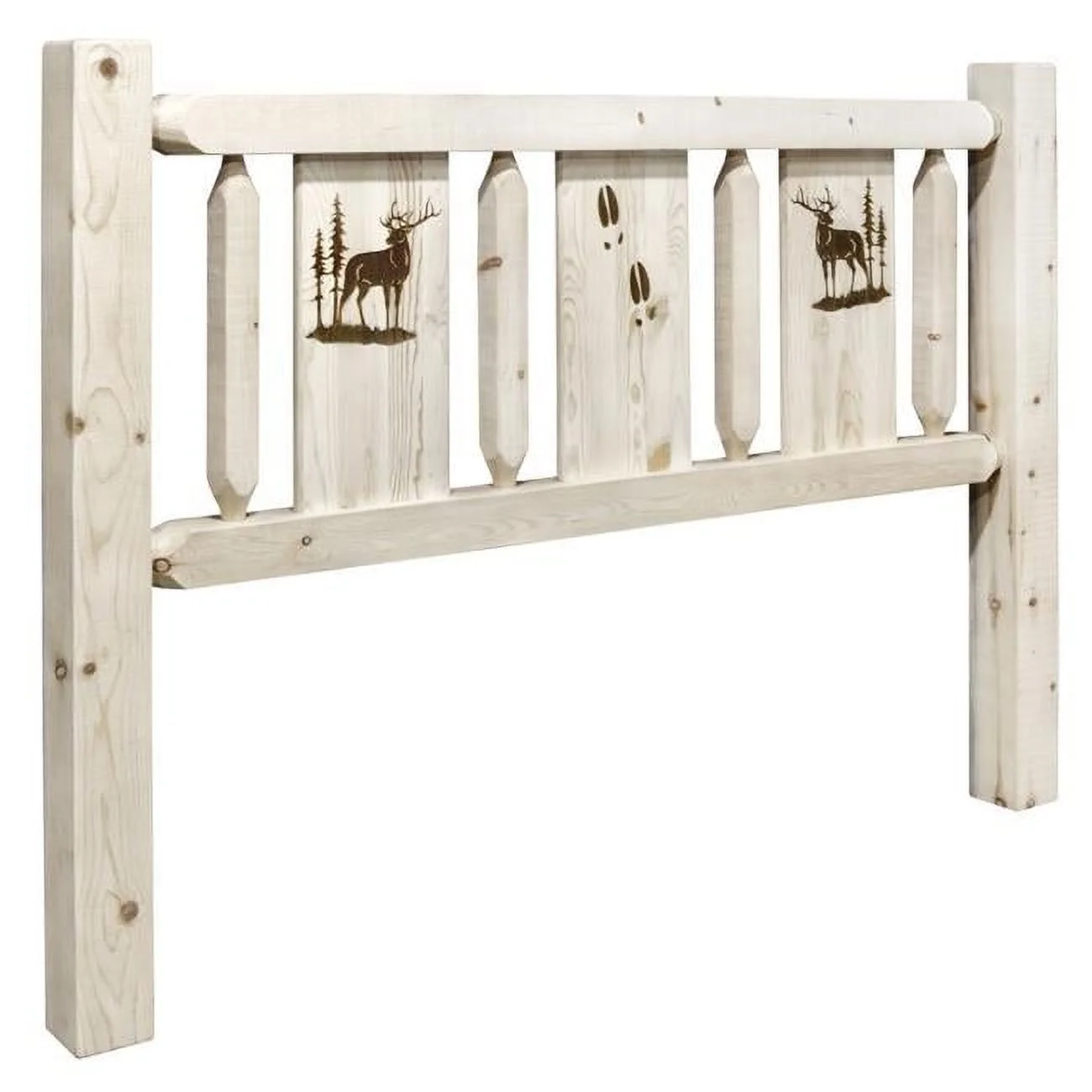 Montana Woodworks  Homestead Collection Twin Size Headboard with Laser Engraved Elk Design, Ready to Finish