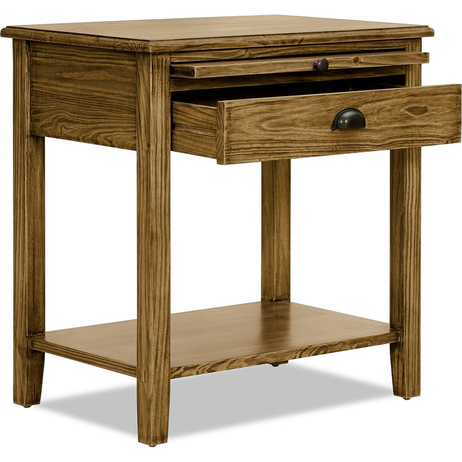 Home Square Traditional Wood End Table in Dark Brown Finish - Set of 2