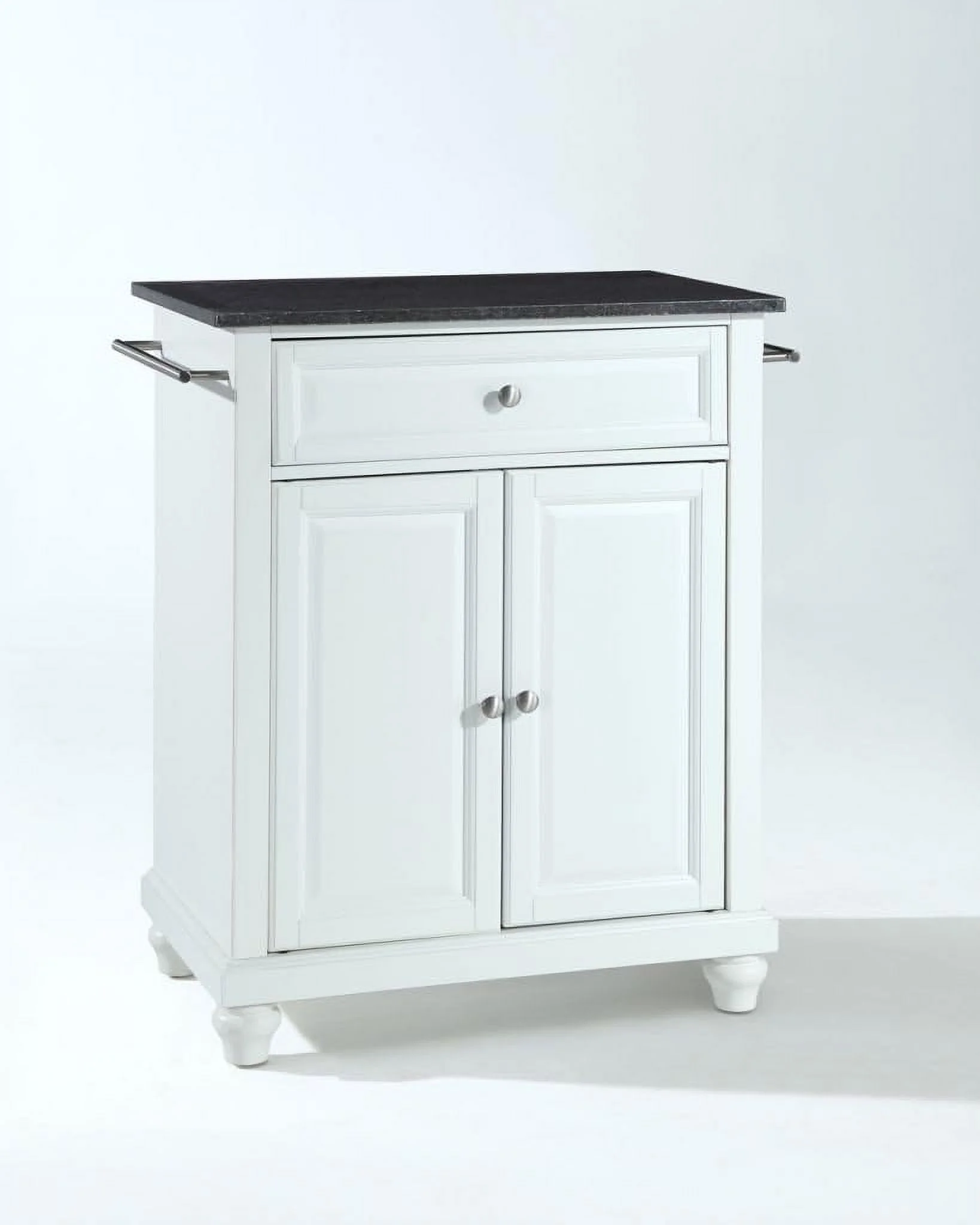 Cambridge Cuisine Kitchen Island With Solid Black Granite Top - White