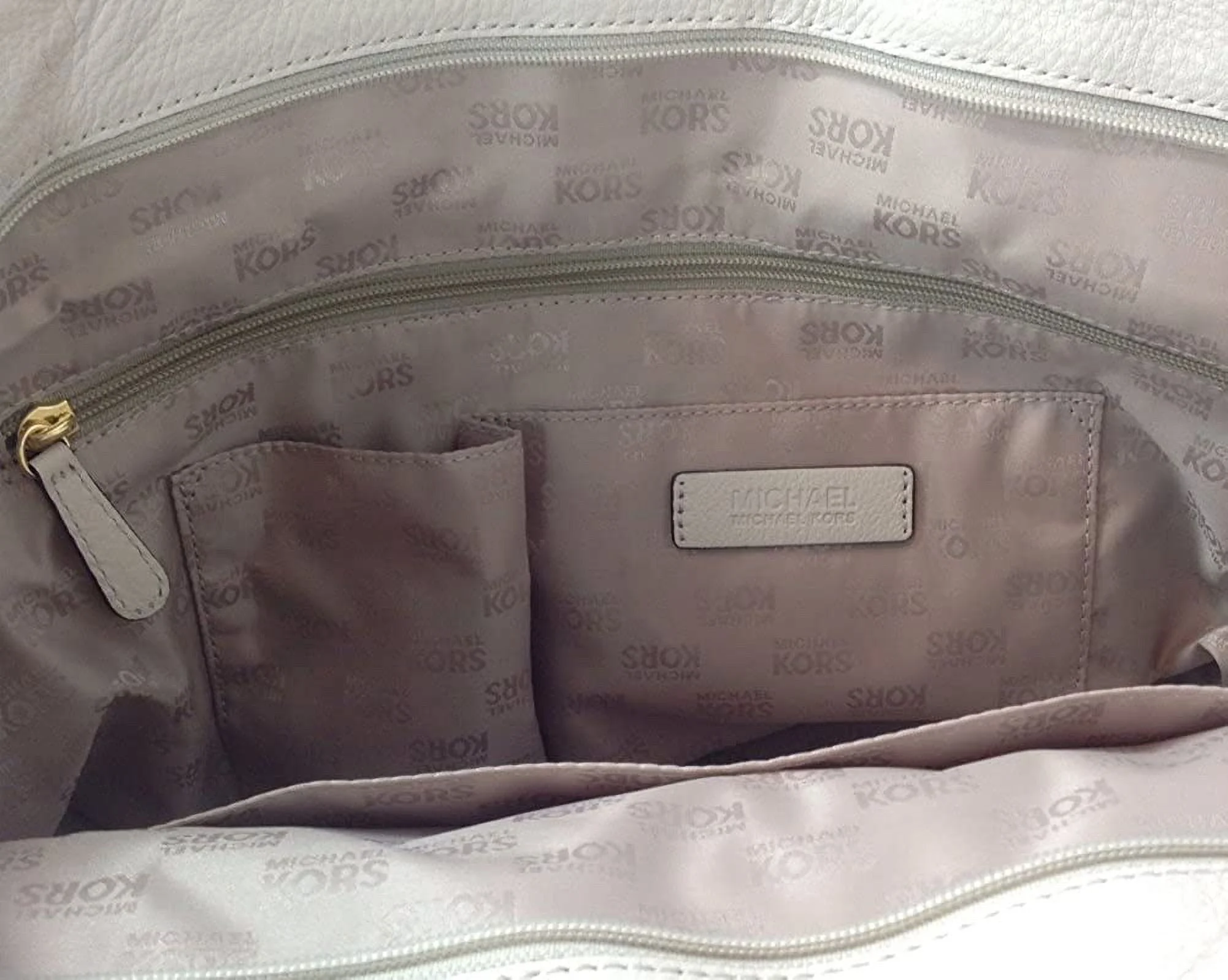 Michael Kors Hudson Downtown Leather Large Tote, Vanilla