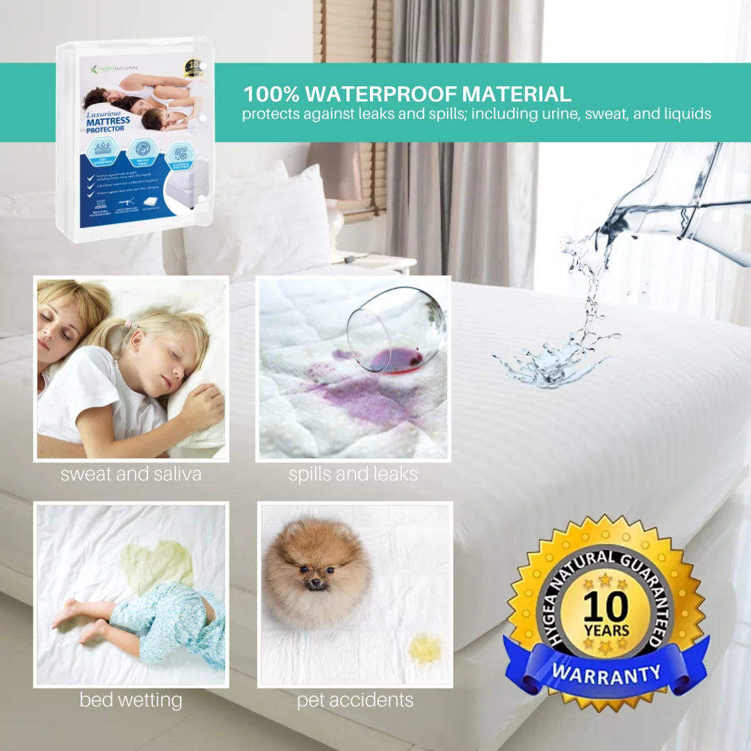 Hygea Natural Luxurious Bed Bug Proof Mattress Protector, Queen