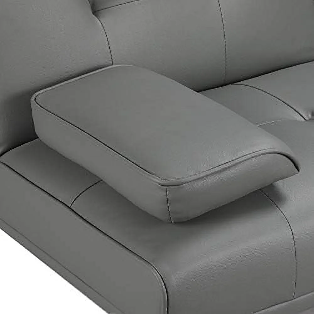 CGFHYP Convertible Sofa Bed Adjustable Couch Sleeper Modern Faux Leather Home Recliner Reversible Loveseat Folding Daybed Guest Bed  Removable Armrests  Cup Holders  3 Angles  772lb Capac