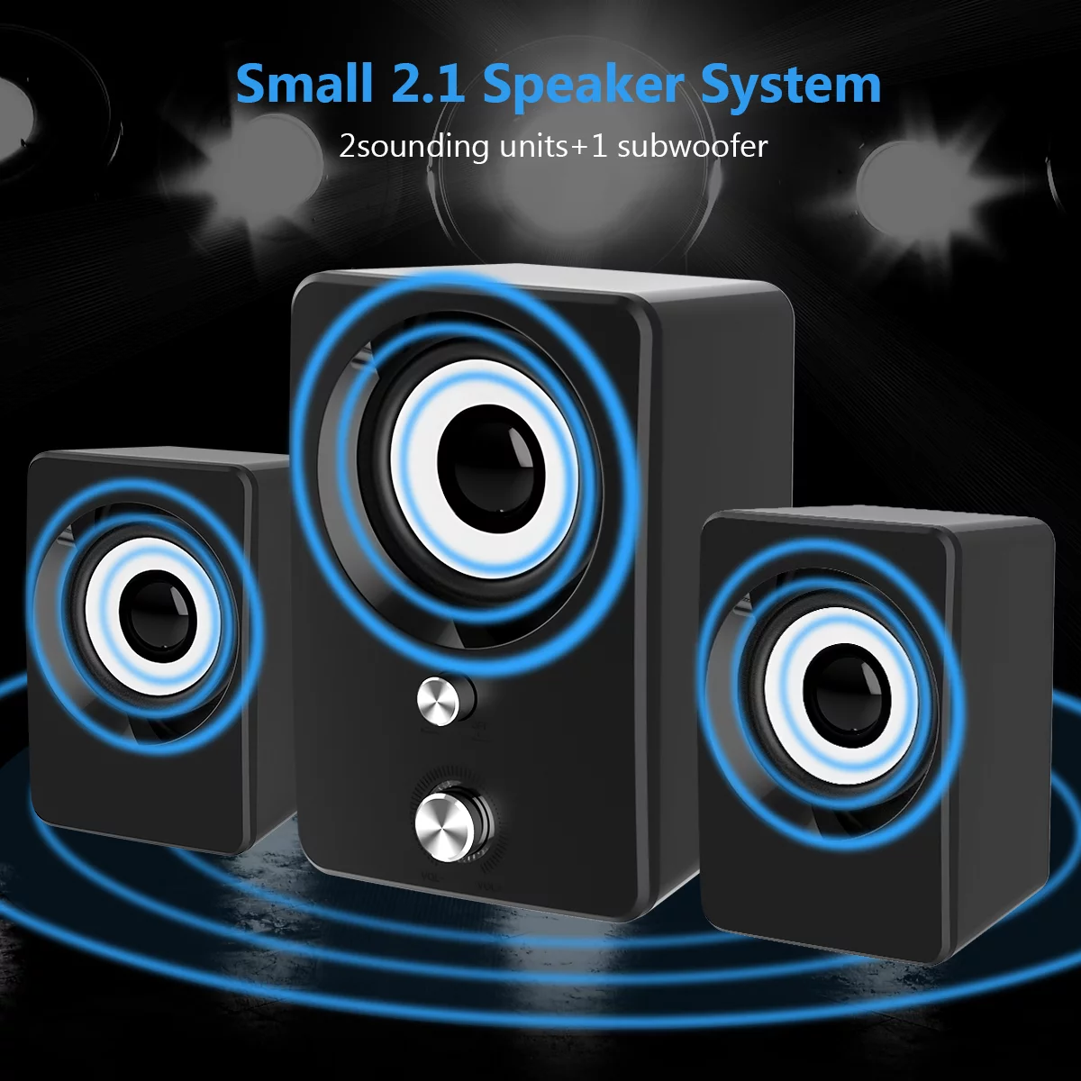 Marboo Wired Computer Speakers with Subwoofer 2.1 for Desktop, Laptop, USB Powered and 3.5mm-Aux