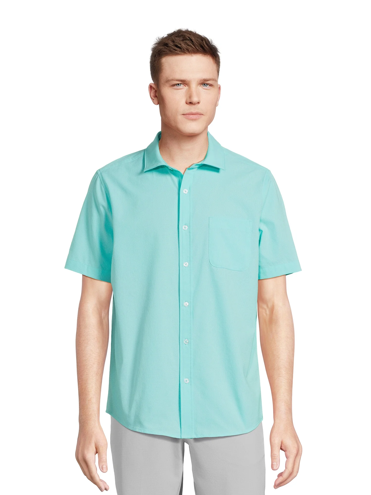 George Men’s & Big Men’s Button-Up Commuter Shirt with Short Sleeves, Sizes S-3XL