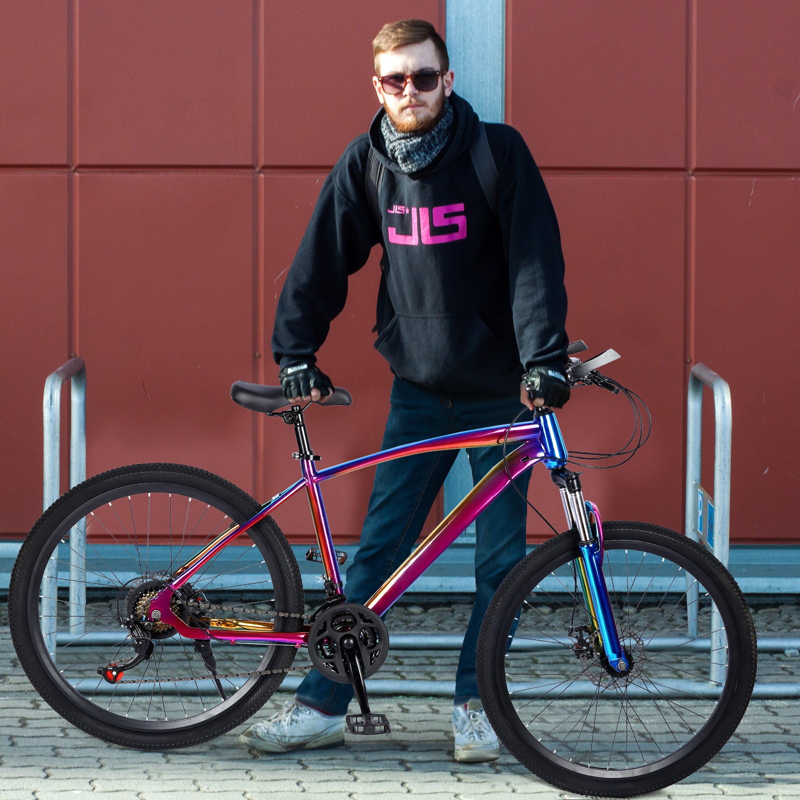 Wlmcg 27.5 Inch Mountain Bike With 21 Speed Dual Disc Brakes Full Suspension Non-slip