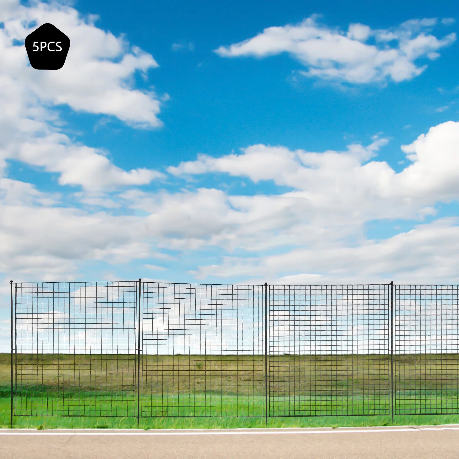 Miumaeov Garden No Dig Metal Garden Fence with Metal Gate Bundle Barrier 4 Panels+1 Gate