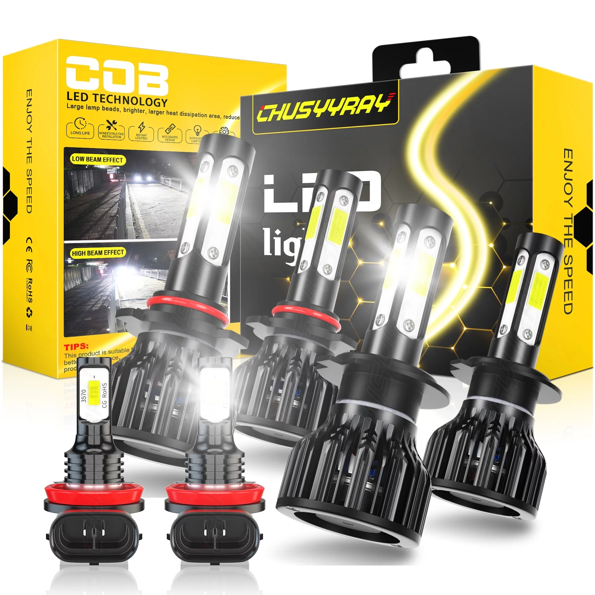 For 2010-2011 Subaru Legacy 6000K 6X 9005 H7 LED Headlight High Low Beam H11/H8/H9 Fog Light Bulbs